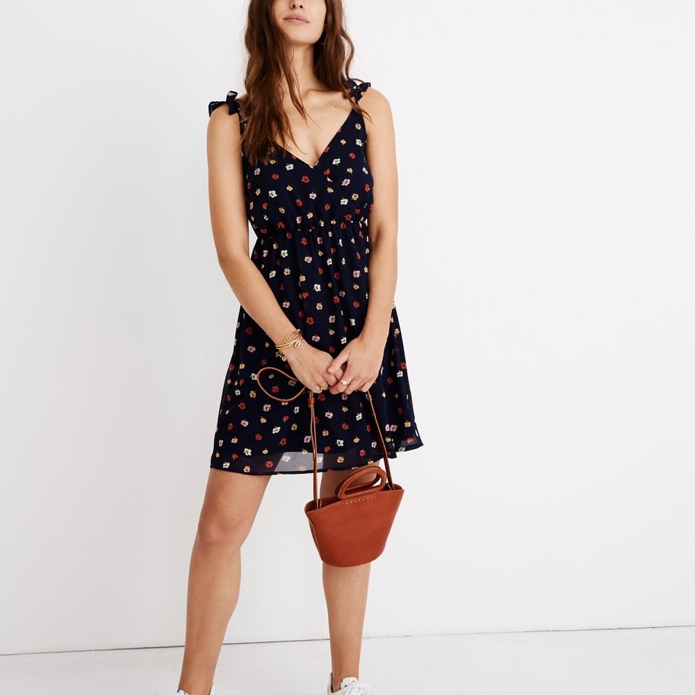 Madewell Ruffle-Strap Wrap Dress in Confetti Floral